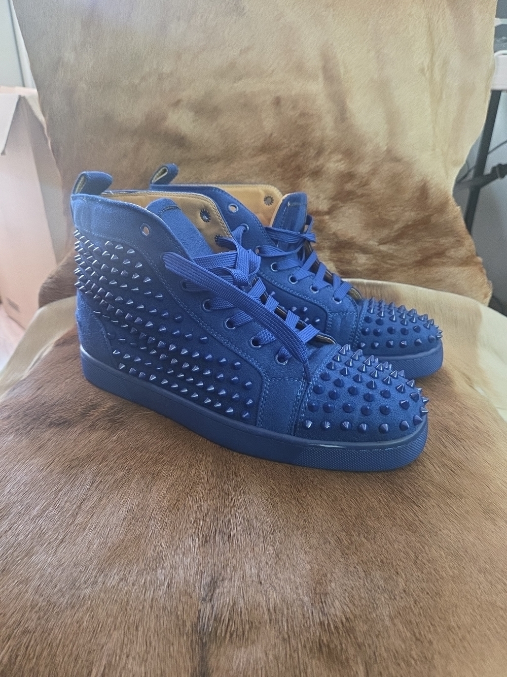 Christian Louboutin Royal Blue Spike High-Top Sneakers